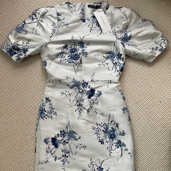 Jacquard Puff Sleeve Short Dress - Picture 2 of 2